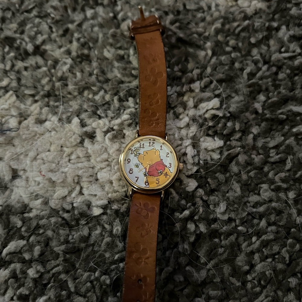 Brown Leather Winnie the Pooh Watch with bees